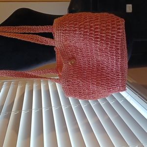 Pink crochet shoulder bag
